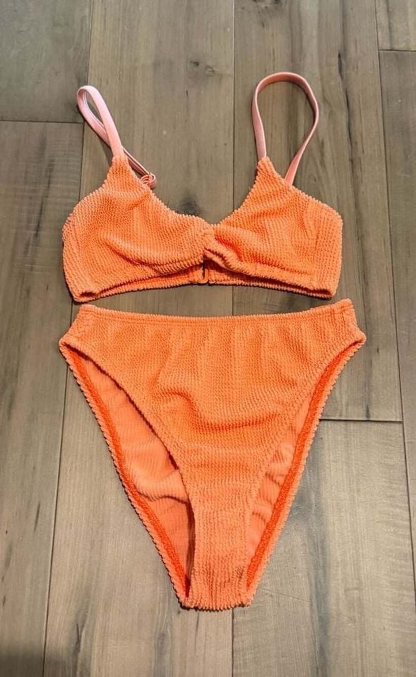 Good American Crinkle Bikini Set Orange